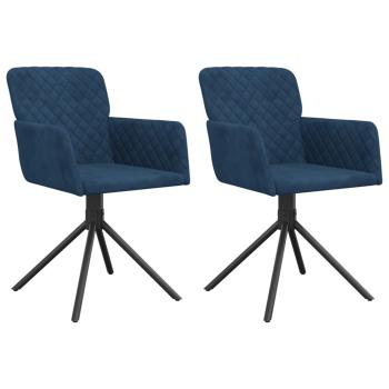 Esszimmerstühle 2 Stk. Drehbar Blau Samt