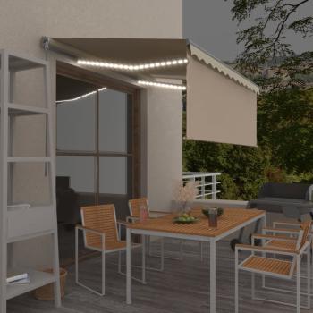 ARDEBO.de - Markise Manuell Einziehbar mit Rollo LED 3,5x2,5 m Creme
