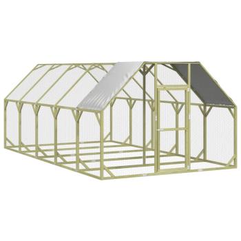 Hühnerstall 268x500x190 cm Massivholz Kiefer Imprägniert