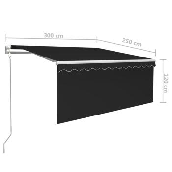Markise Automatisch Einziehbar mit Volant 3x2,5 m Anthrazit