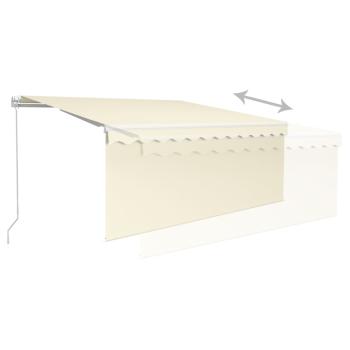 Markise Manuell Einziehbar mit Rollo & LED 3,5x2,5 m Creme