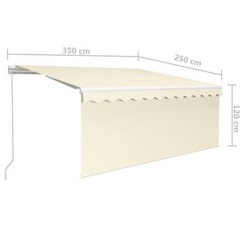 Markise Manuell Einziehbar mit Rollo & LED 3,5x2,5 m Creme