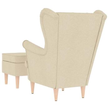 Sessel mit Fußhocker Creme Stoff