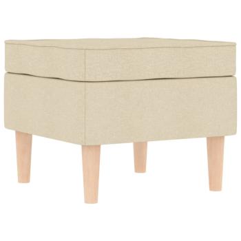 Sessel mit Fußhocker Creme Stoff