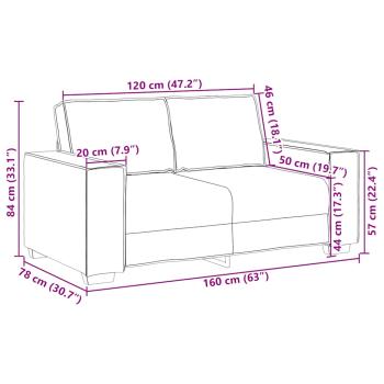 2-Sitzer Sofa Braun 120 cm Stoff