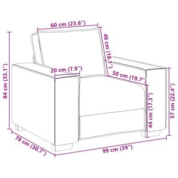 Sofa Stuhl Wolkengrau 60 cm Stoff