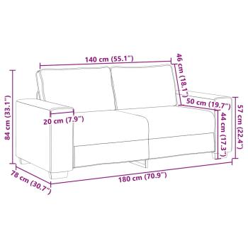 2-Sitzer Sofa Schwarz 140 cm Stoff