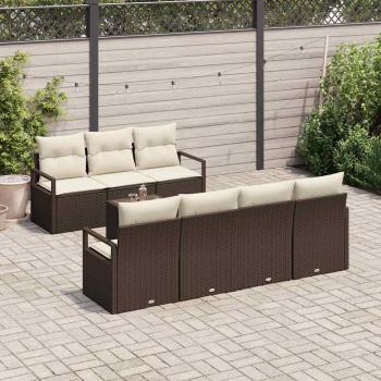 8-teiliges Garten Sofa Set mit Kissen Braun Poly Rattan