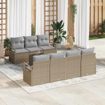 ARDEBO.de - 8-teiliges Garten Sofaset Beige Poly Rattan