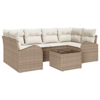 ARDEBO.de - 7-teiliges Garten Sofa Set mit Kissen Beige Poly Rattan