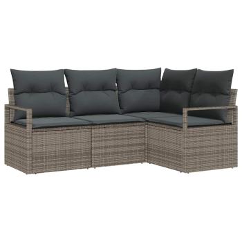Sofa Set 4 stk. Grau Poly-Rattan