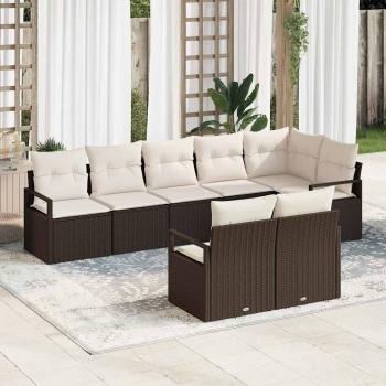 ARDEBO.de - 8-teiliges Garten-Sofa-Set mit Kissen Braunes Poly-Rattan