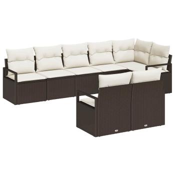 8-teiliges Garten-Sofa-Set mit Kissen Braunes Poly-Rattan