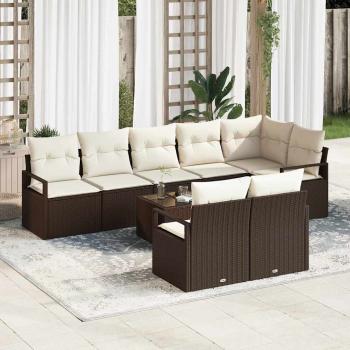 ARDEBO.de - 8-teiliges Garten Sofa Set mit Kissen Grau Poly Rattan