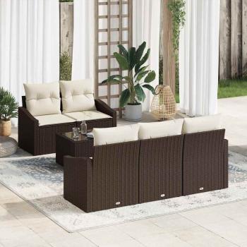 ARDEBO.de - 6-teiliges Garten-Sofa-Set mit Kissen Braun Poly-Rattan