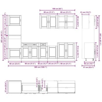 7-tlg. Küchenschrank-Set Kalmar Räuchereiche Holzwerkstoff