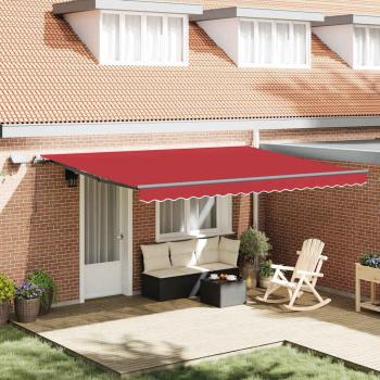 ARDEBO.de - manuelle einziehbare Markise mit LED Rot 450x350 cm