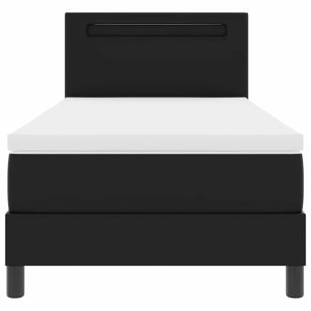 Boxspringbett mit Matratze ? Schwarzes Einzelbett aus Kunstleder
