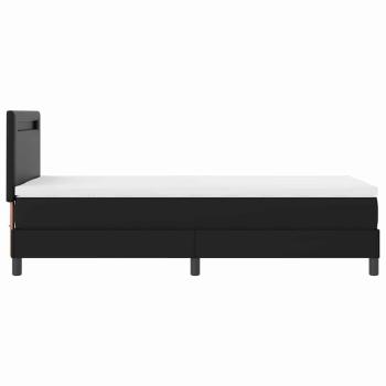 Boxspringbett mit Matratze ? Schwarzes Einzelbett aus Kunstleder