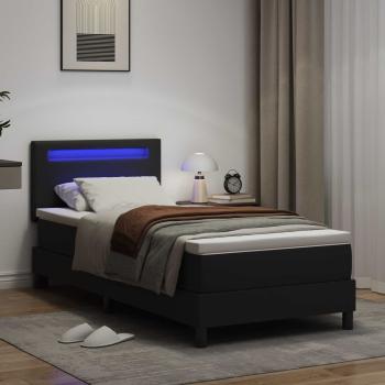 Boxspringbett mit Matratze Schwarz 100x200 cm Kunstleder