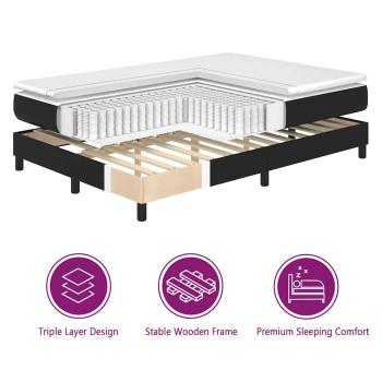 Boxspringbett mit Matratze Schwarz 100x200 cm Kunstleder