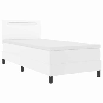 Boxspringbett mit Matratze Weiß 100x200 cm Kunstleder