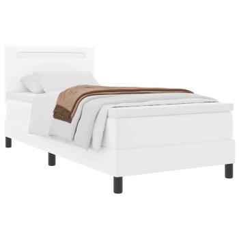 Boxspringbett mit Matratze Weiß 100x200 cm Kunstleder