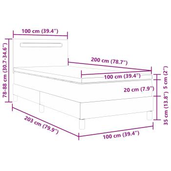 Boxspringbett mit Matratze Weiß 100x200 cm Kunstleder