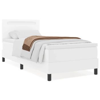 Boxspringbett mit Matratze Weiß 100x200 cm Kunstleder