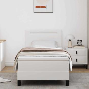 Boxspringbett mit Matratze Weiß 100x200 cm Kunstleder