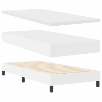 Boxspringbett mit Matratze Weiß 100x200 cm Kunstleder