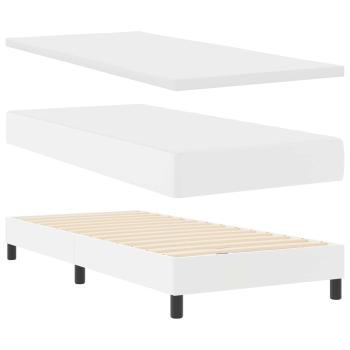Boxspringbett mit Matratze Weiß 100x200 cm Kunstleder
