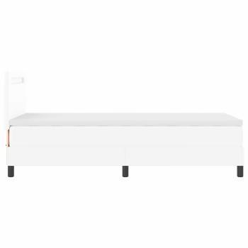 Boxspringbett mit Matratze Weiß 100x200 cm Kunstleder