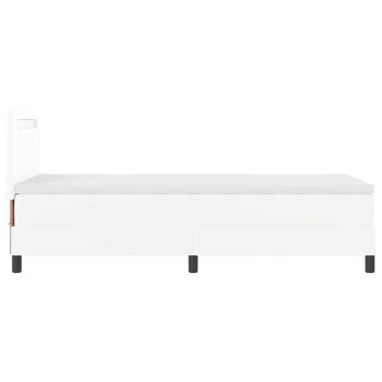 Boxspringbett mit Matratze Weiß 100x200 cm Kunstleder