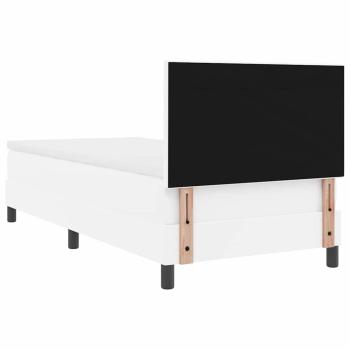 Boxspringbett mit Matratze Weiß 100x200 cm Kunstleder