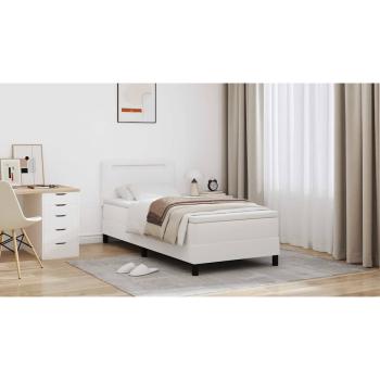 Boxspringbett mit Matratze Weiß 100x200 cm Kunstleder