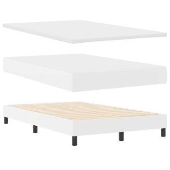 Boxspringbett mit Matratze Weiß 120x200 cm Kunstleder