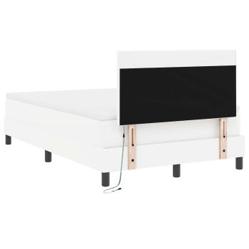 Boxspringbett mit Matratze Weiß 120x200 cm Kunstleder