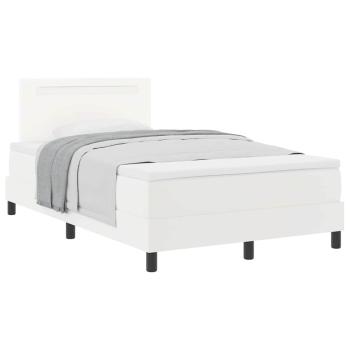 Boxspringbett mit Matratze Weiß 120x200 cm Kunstleder
