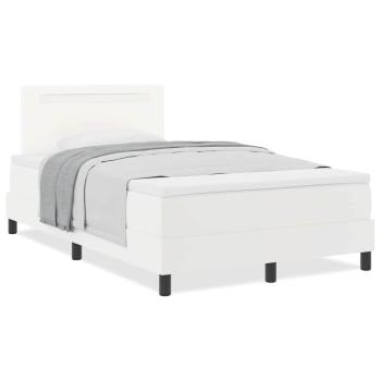 Boxspringbett mit Matratze Weiß 120x200 cm Kunstleder