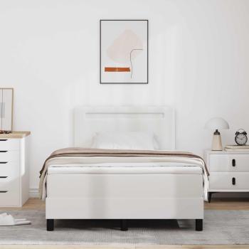 Boxspringbett mit Matratze Weiß 120x200 cm Kunstleder