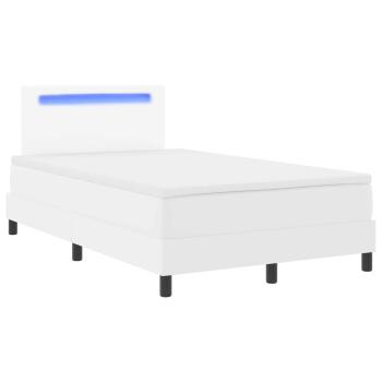Boxspringbett mit Matratze Weiß 120x200 cm Kunstleder
