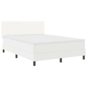 Boxspringbett mit Matratze Weiß 160x200 cm Kunstleder