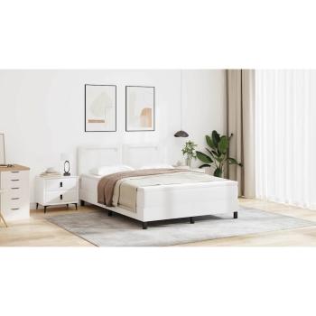 Boxspringbett mit Matratze Weiß 160x200 cm Kunstleder