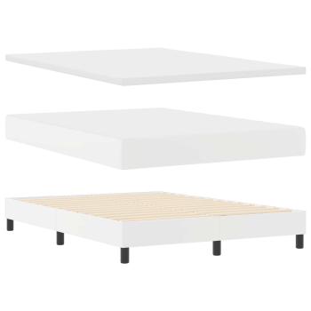 Boxspringbett mit Matratze Weiß 160x200 cm Kunstleder