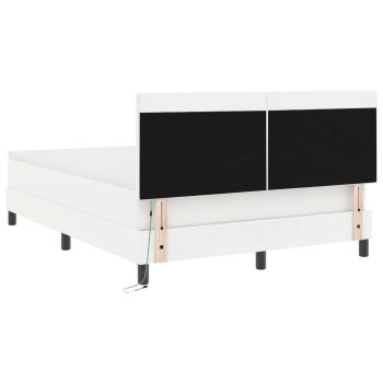Boxspringbett mit Matratze Weiß 160x200 cm Kunstleder