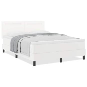 Boxspringbett mit Matratze Weiß 160x200 cm Kunstleder