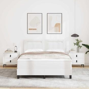 Boxspringbett mit Matratze Weiß 160x200 cm Kunstleder