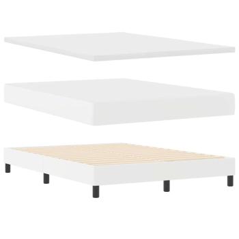 Boxspringbett mit Matratze Weiß 160x200 cm Kunstleder