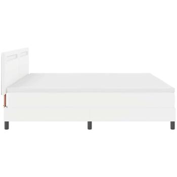 Boxspringbett mit Matratze Weiß 200x200 cm Kunstleder